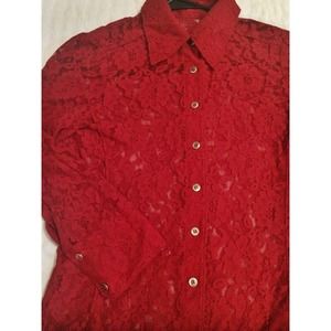 ️🏉❤️Game day Red lace collared top ❤️🏉