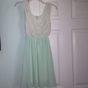 A sea foam sheer dress