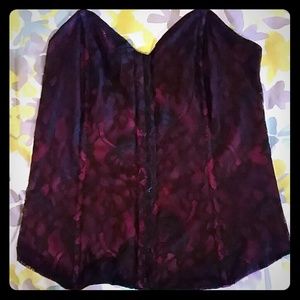 Red with Black Lace Overlay Corset