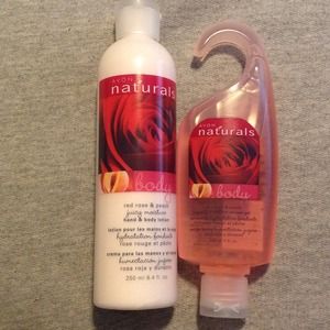 Avon Red Rose & Peach Shower Gel and Lotion Set