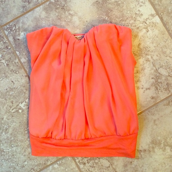 Arden B salmon chiffon sweetheart tube top