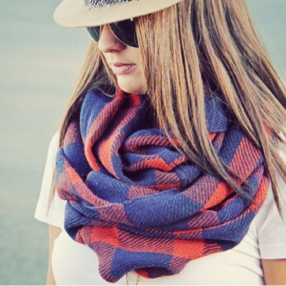 Accessories - ❗BLACK OR RED❗ Fall Plaid Infinity Knit Scarf