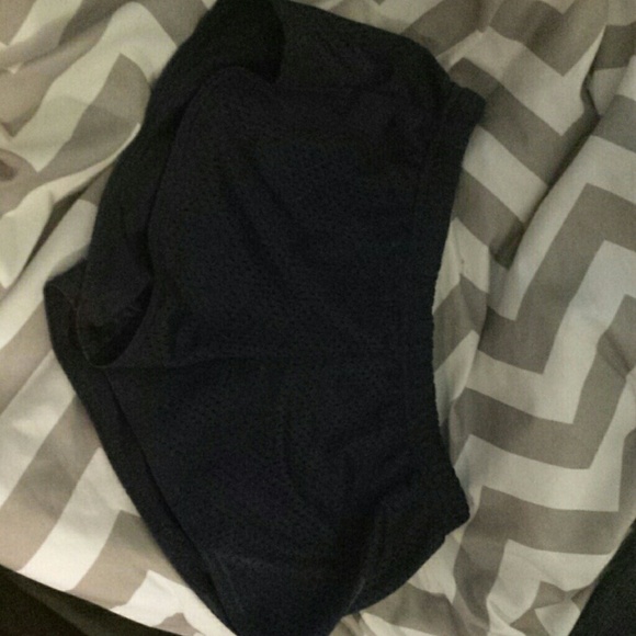 Navy blue soffee knit shorts.