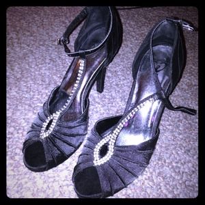 Black peep toe heels