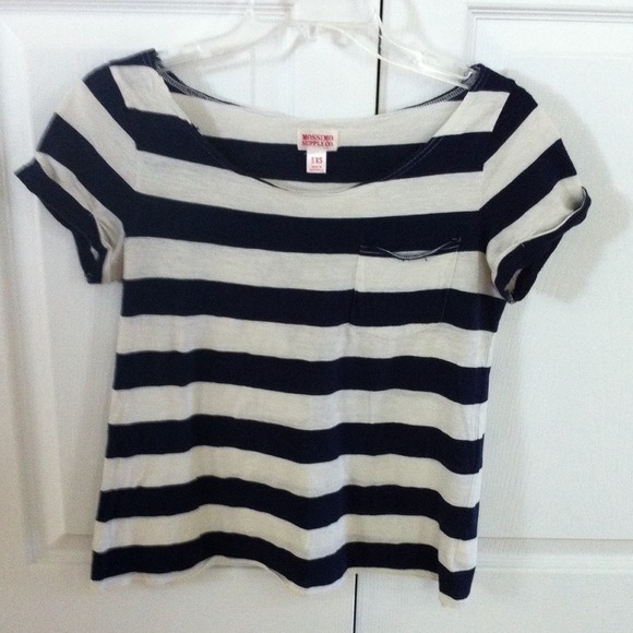 Mossimo Supply Company XS Navy and Beige Striped T