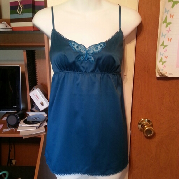 Aerie by American Eagle Silk Tank Dark Turquoise