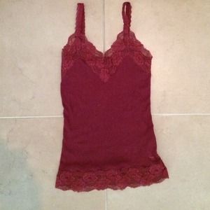 Abercrombie and Fitch maroon lace tank top. Medium