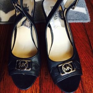 Michael Kors black sling back wedges. Worn twice.