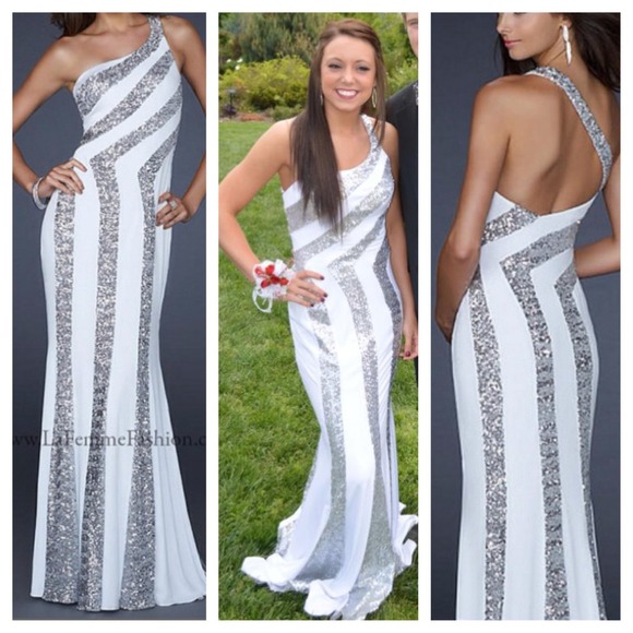 La femme white prom dress