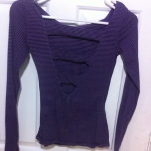 Plum long sleevs with thin black lines