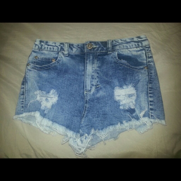 High waist jean shorts