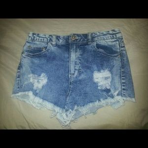 High waist jean shorts