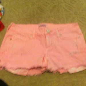 Baby pink denim shorts