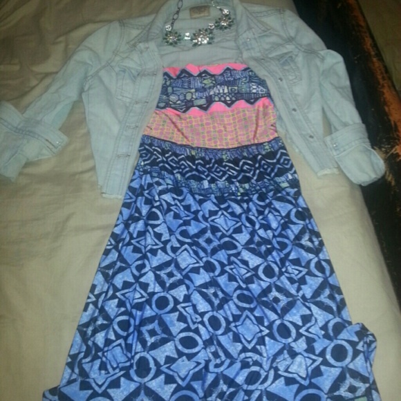 BUNDLE! .. long summer dress with jean jacket