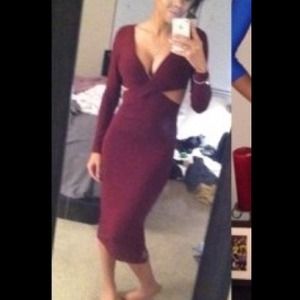 Burgundy cutout dress