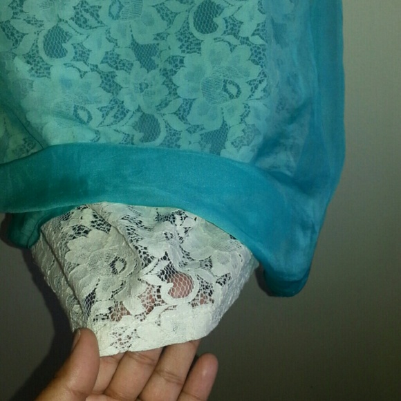 { BOGO 50% } I Love H81 Lace Teal Tunic - Picture 2 of 4