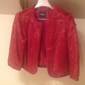 BEBE Red Serene Faux Fur Coat/Jacket