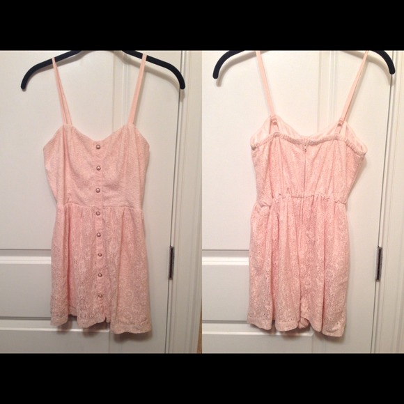 Lace Overlay Romper- Blush Pink