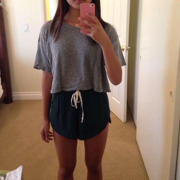 brandy melville gray fleece crop top