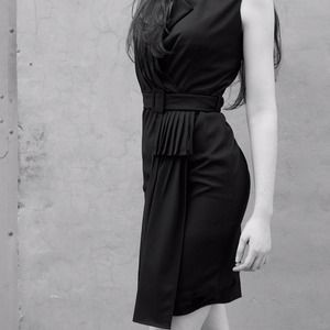 draped belted wrap dress LBD