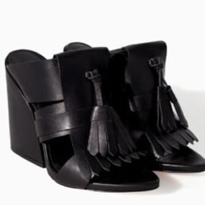 Zara Shoes - Zara Chunky Heel Mule with Fringe Zara Shoes - Zara Chunky Heel Mule with Fringe