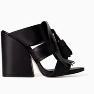 Zara Shoes - Zara Chunky Heel Mule with Fringe Zara Shoes - Zara Chunky Heel Mule with Fringe