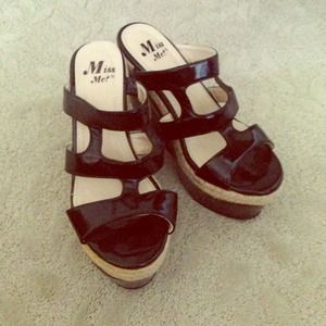 Black platform wedge sandals