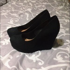Suede wedge heels