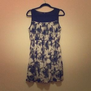 Aqua black & white water color dress