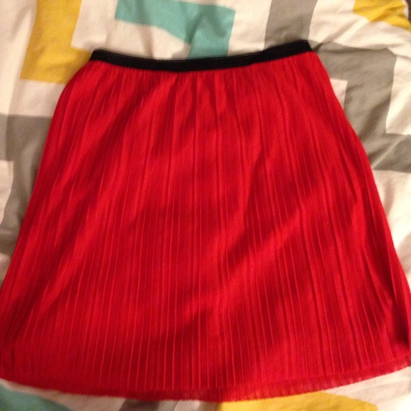 Red pencil type skirt