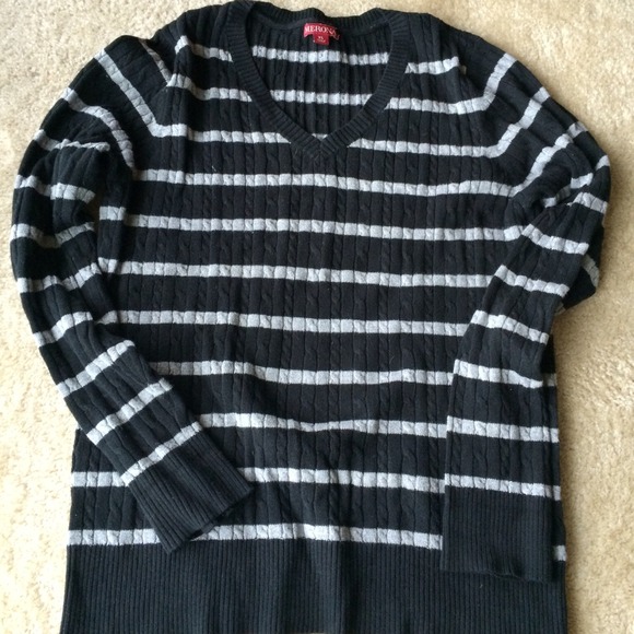 Merona XL Black and White Striped Cableknit