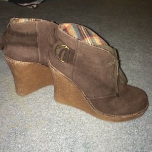 Brown bootie wedges