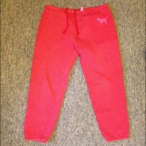 Red 'PINK' sweat capris