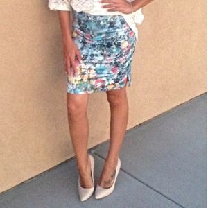 Floral Print A-line Skirt