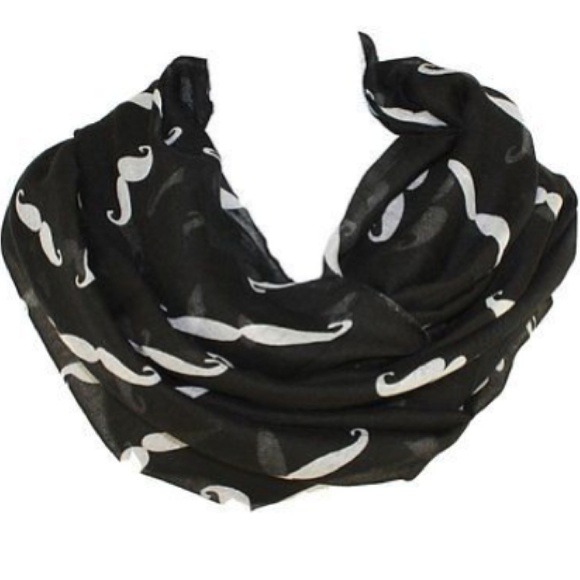 🚫SOLD🚫 Black white mustache Infiniti scarf - Picture 3 of 4