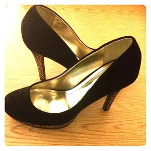 Black and gold heels