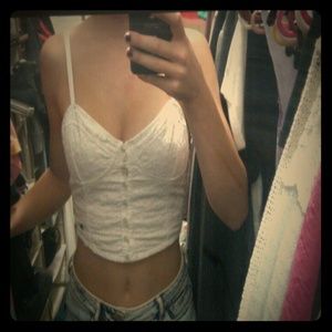 White lace crop top
