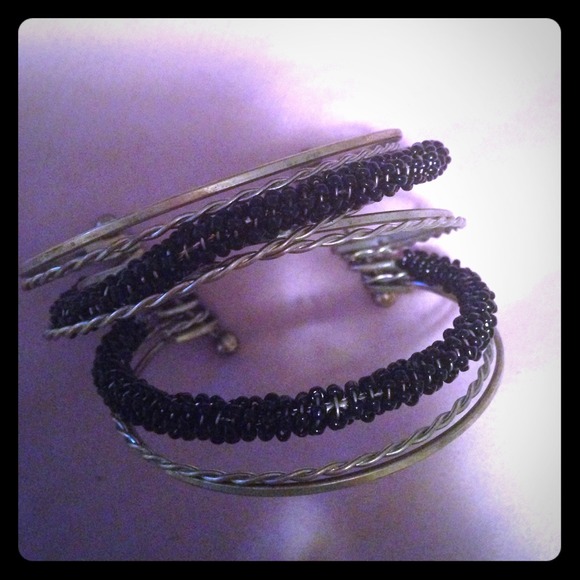 Black and silver cuff bracelet