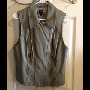 Express without the leather sleeveless vest grey