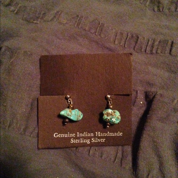Genuine Indian Turquoise & Sterling Silver earring