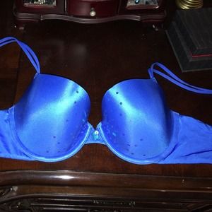 36C royal blue linen Demi bra