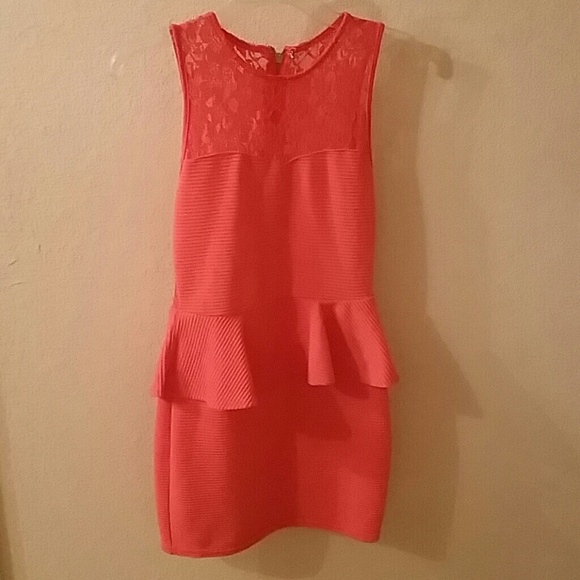 Coral peplum dress