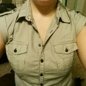 Pinstripe short sleeve button up