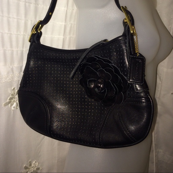 Coach perforated leather removable leather flower