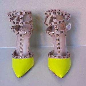 Lemon Yellow Stud Heels