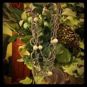 Silver with pearl multi strand necklace