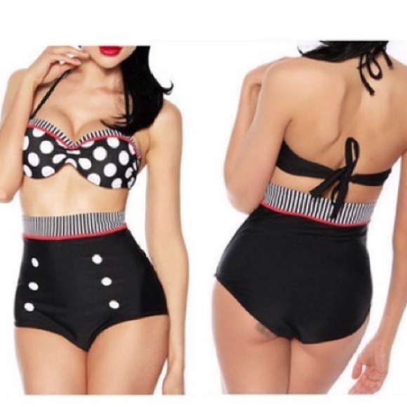 Vintage Pin Up style High waisted Swim suit. NWOT