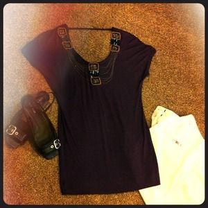 Wine with jeweled neckline tunic