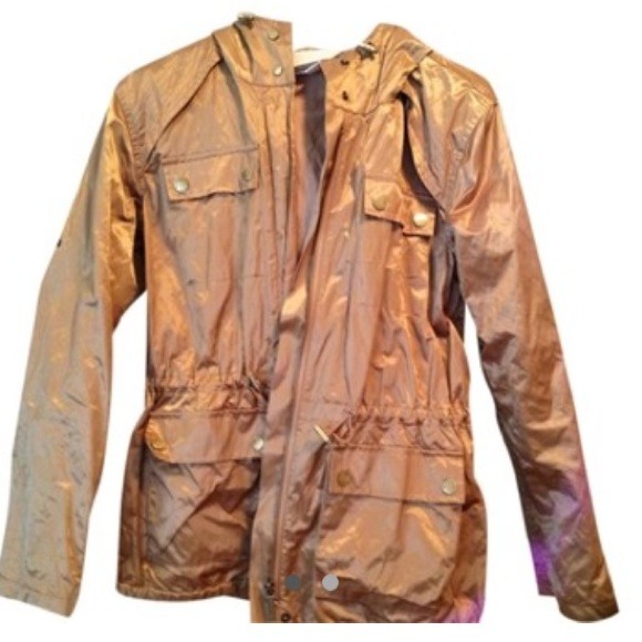 Michael Kors Hooded Drawstring Anorak Raincoat