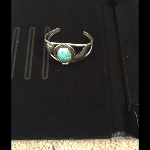 Turquoise sterling silver bangle. 925